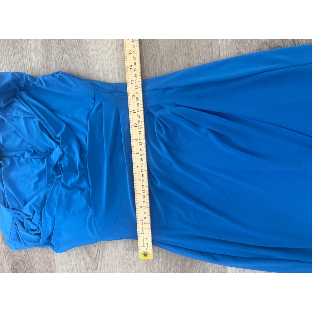 Lauren Ralph Lauren Royal Blue Ruched Sheath Dress Size 2 Portrait Neck Cocktail - Picture 4 of 5